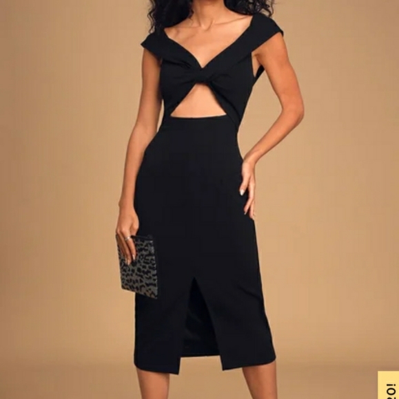 Lulus Dresses & Skirts - Lulu's | NWT Black Twist Front Cutout Midi Dress